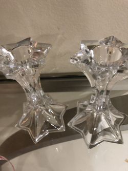 2 set mikasa candle holder crystal