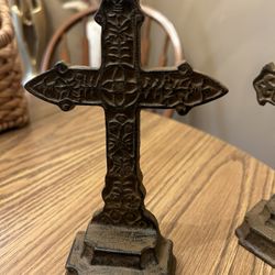 Cast iron cross - religious / goth decor - brown
