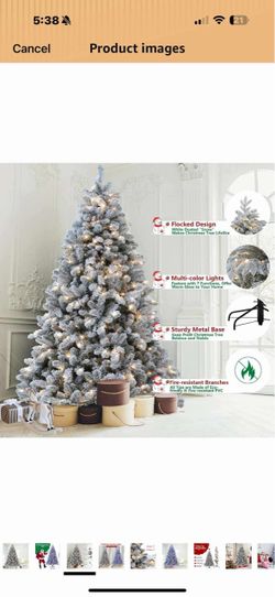 New in box Flocked Christmas Tree, 7.5 ft Prelit Christmas Tree with Lights, 10 Functions, 400 Lights, Spruce Artificial Christmas Tree Prelit with 18