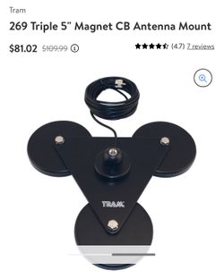 TRAM Model 269 5" Tri-Magnet CB Antenna Mount Black with Rubber Boots