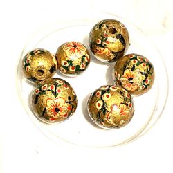 Vintage Painted Gold Foil Beads