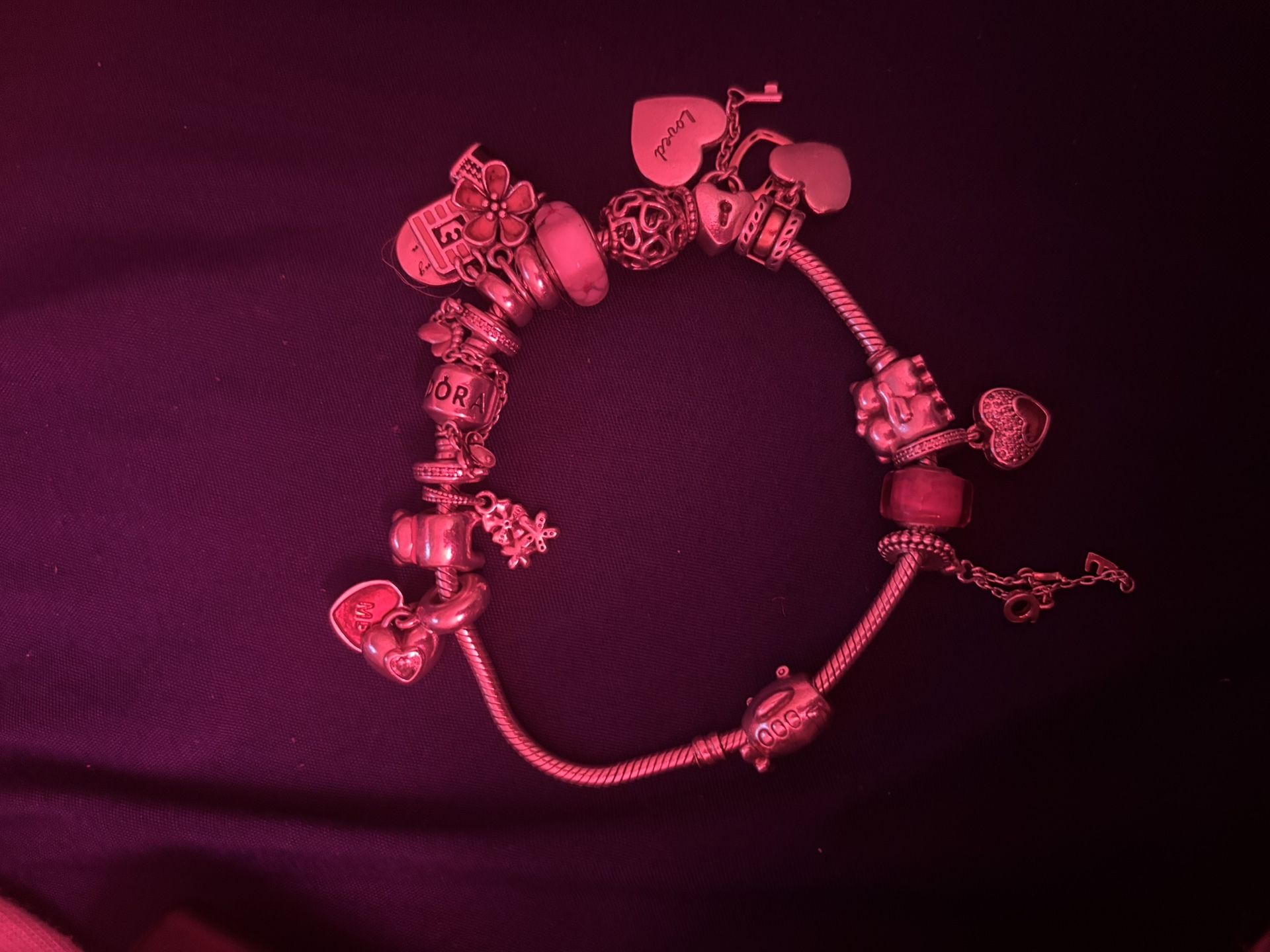 Pandora bracelet full of charms