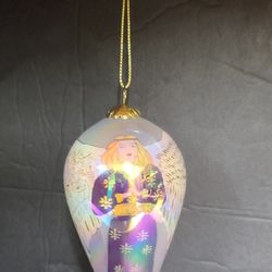 Beautiful Angel 2001 Handpainted Blown Glass Christmas Ornament With Original Box 