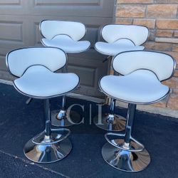 New 4 White Bar Stools 
