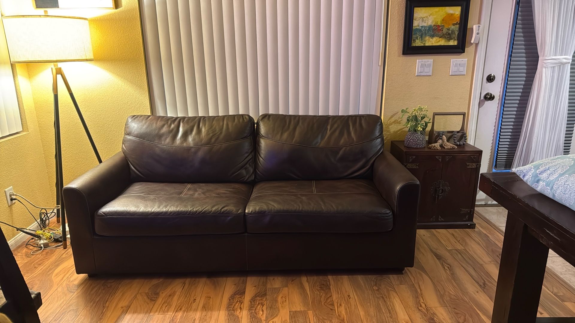 Brown Leather Couch With Hideaway Bed $200