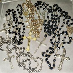 VINTAGE STAMPED ROMA ITALY STERLING SILVER 925 ROSARY PEARL CROSS CRUCIFIX CHARM PENDANT NECKLACE JEWELRY COLLECTABLE