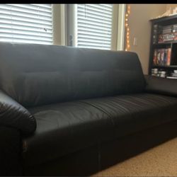 Black Faux Leather Couch