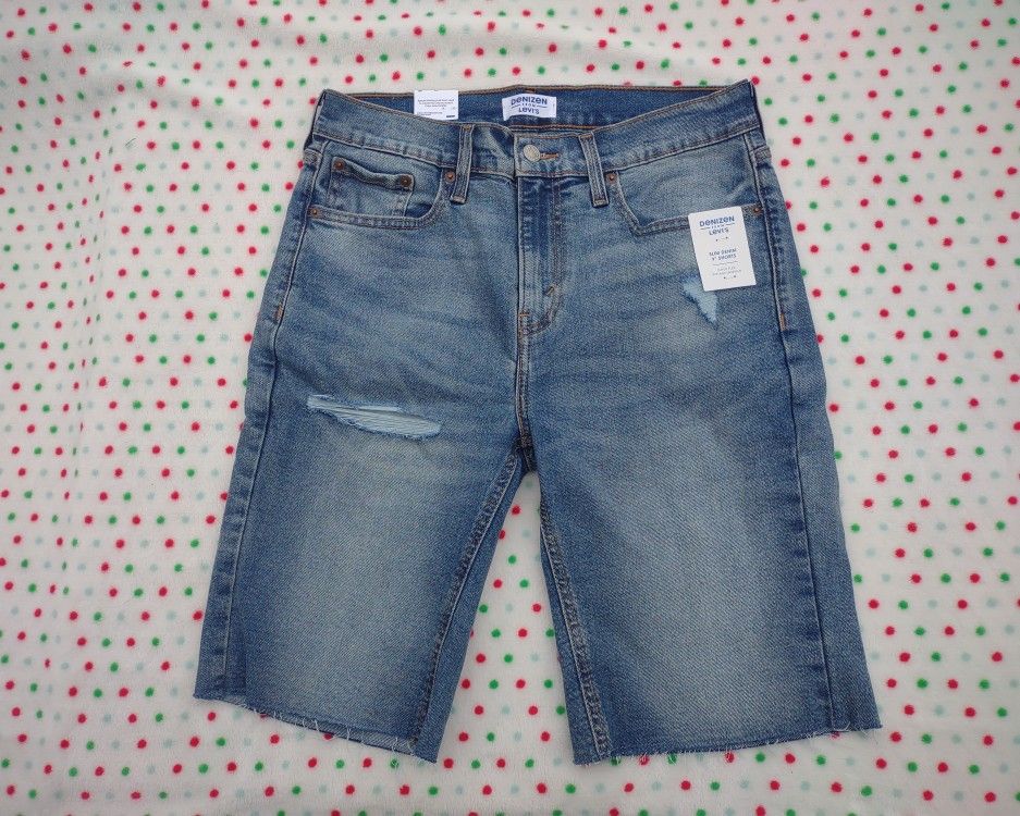DENIZEN Levis Mens Super Flex Slim Fit Jean Shorts Blue Denim Size 30X 9” NWT