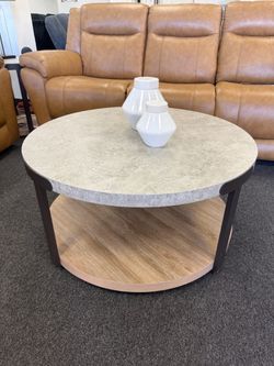 Round Two-Tier Coffee Table with 2 end tables