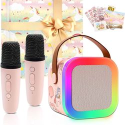 karaoke machine for boys for girls, mini karaoke machine with 2 microphones, Gift toys for 4 year old girls, 5, 6, 7, 8, 9, 10 Years and Birthday Part
