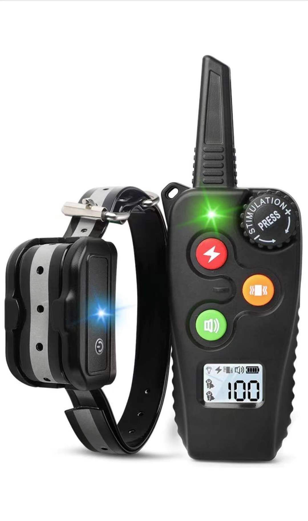 Dog Training Collar, Shock Collar for Dogs with Remote Range Up to 3,300ft Rechargeable and Vibration, Beep, Shock and Night Light Modes for Small Med