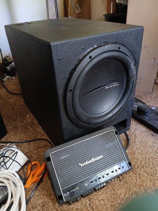 12" Pheonex Gold Subwoofer In Super Bass Enclosure With Rockford Fosgate Prime Amplifier 