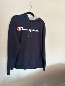 Champion Script Logo Pullover Hoodie Navy