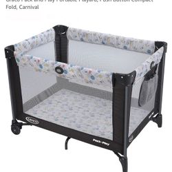 Graco Pack n Play Portable Playard, Push Button Compact Fold, Carnival
