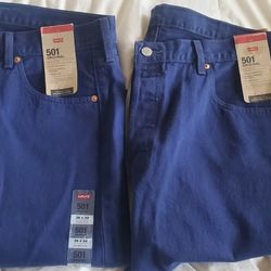 New Levi's 501 Original Blue Jeans 
