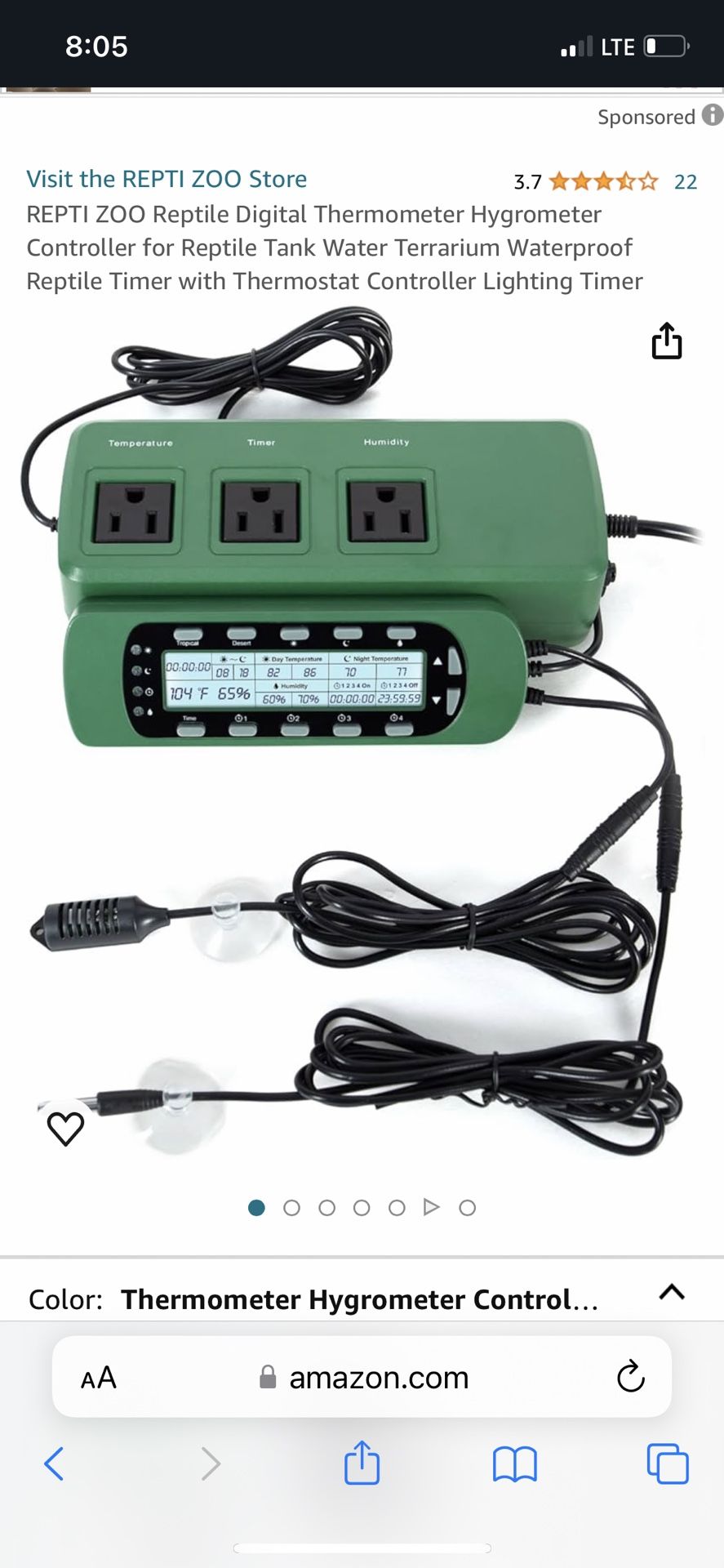 Reptile Zoo Hygrometer/thermostat Controller Light Timer