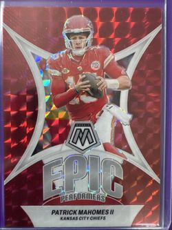 🔥 2024 Panini Mosaic Epic Performers Patrick Mahomes II Red Prizm 💎 Chiefs Star 🌟 Rare Color Match!