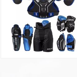 Bauer Youth MS1 Hockey Gear Set + Helmet