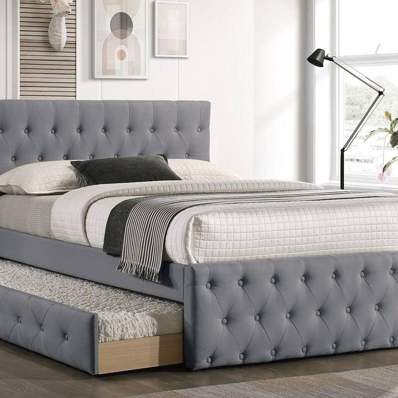 Brand New Light Grey Twin Bed Frame w Trundle Bed