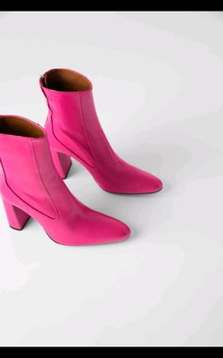 ZARA-pink leather ankle boots-size 7.5 NWT