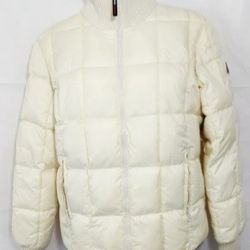 VINTAGE WOMENS TOMMY HILFIGER US SKI TEAM CREAM PUFFER COAT JACKET - SZ  MEDIUM 