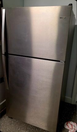 Whirlpool Top Freezer Refrigerator Stainless Steel - Gently Used