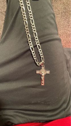 .925 crucifix figaro chain