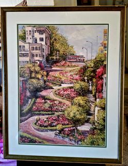 Beautiful and very colorful painting of Lombard Street