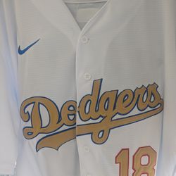 Dodgers Jersey #18 Yamamoto White/Gold