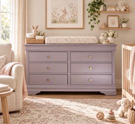 Lavender 6 drawer dress with gold knobs