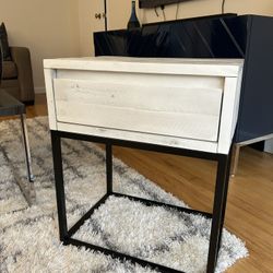 White Distressed End Table