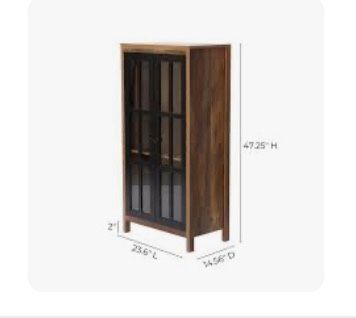 Brown and Black Accent Storage Cabinet with Doors and Shelves
