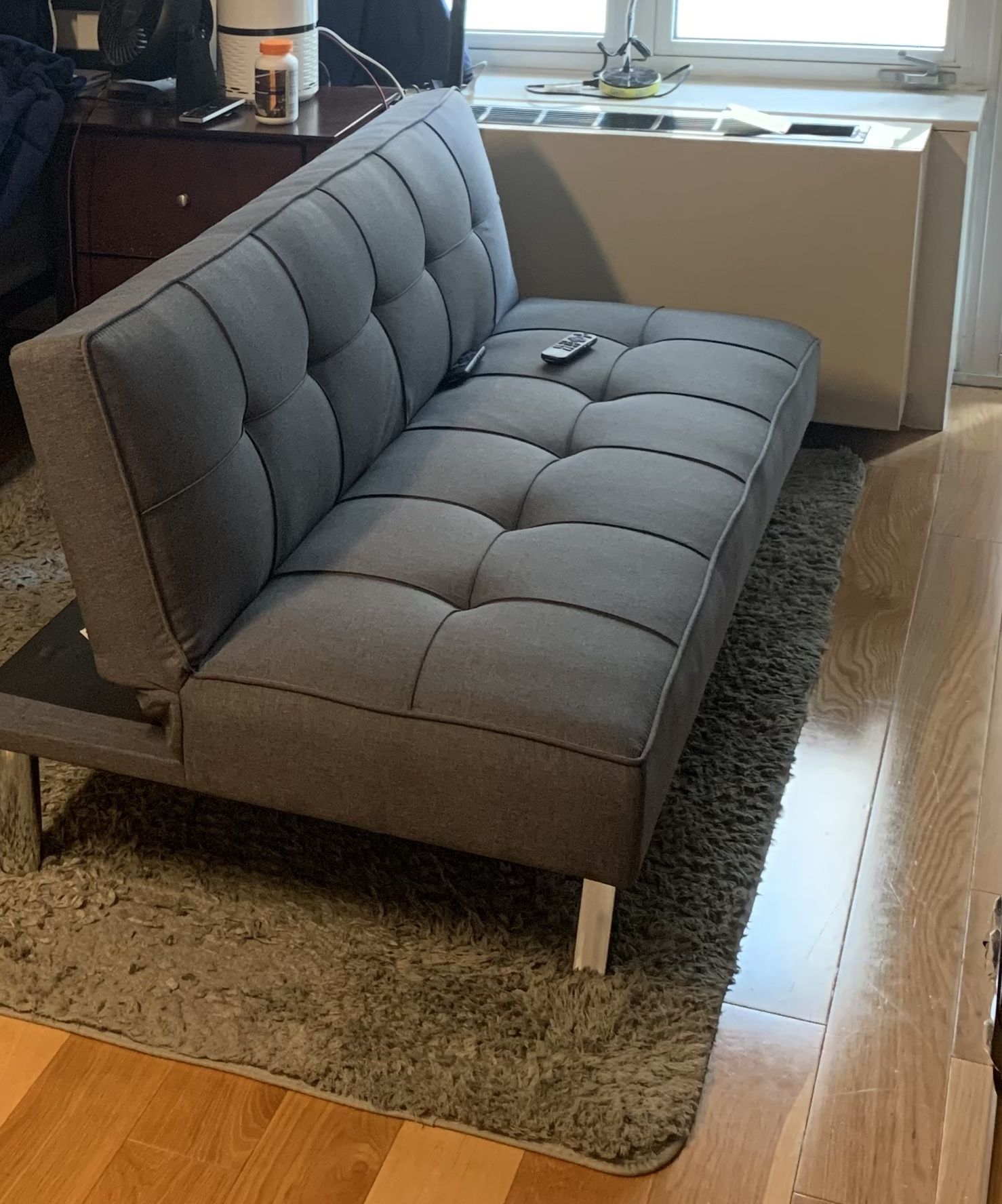 Serta Jameson 66.1" Armless Tufted Convertible Sleeper Futon Sofa