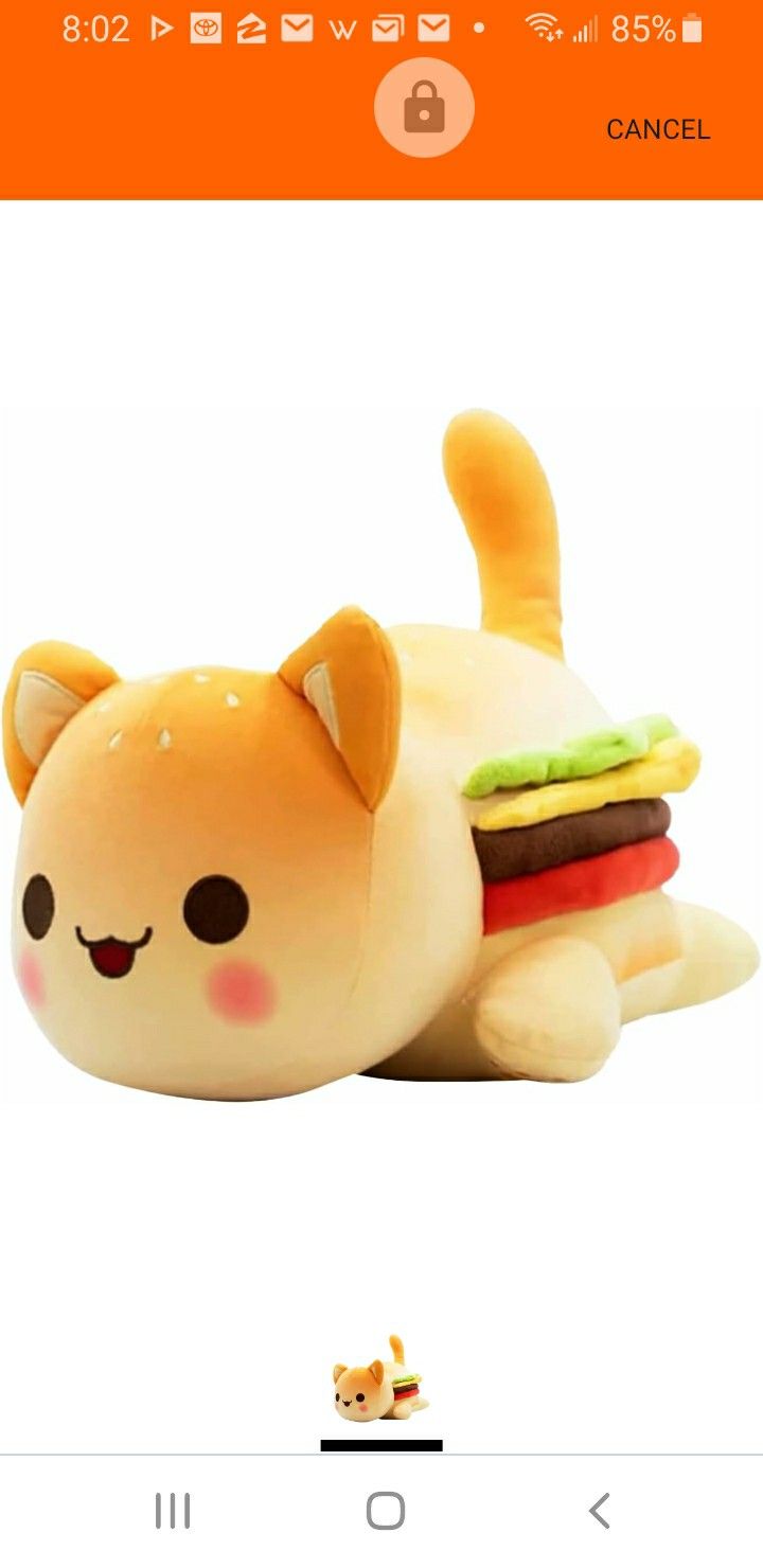 Cartoon Cat Stuffed IQX Animal Figure Toy Plush Pillow, Hamburger cat