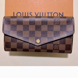 AUTHENTIC LV LOUIS VUITTON DAMIER EBENE PORTEFEUILLE SARAH BIFOLD LONG WALLET