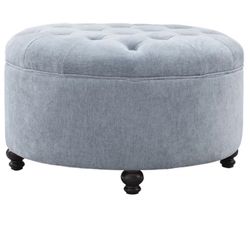 30” Round Cocktail With Storage Light Blue 