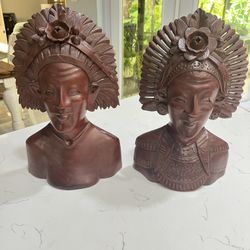 Hand carved Indonesian Busts