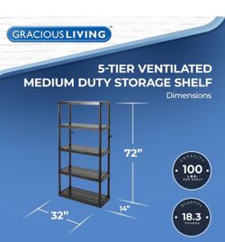 Gracious Living 5 Shelf Fixed Height Ventilated Storage Unit
