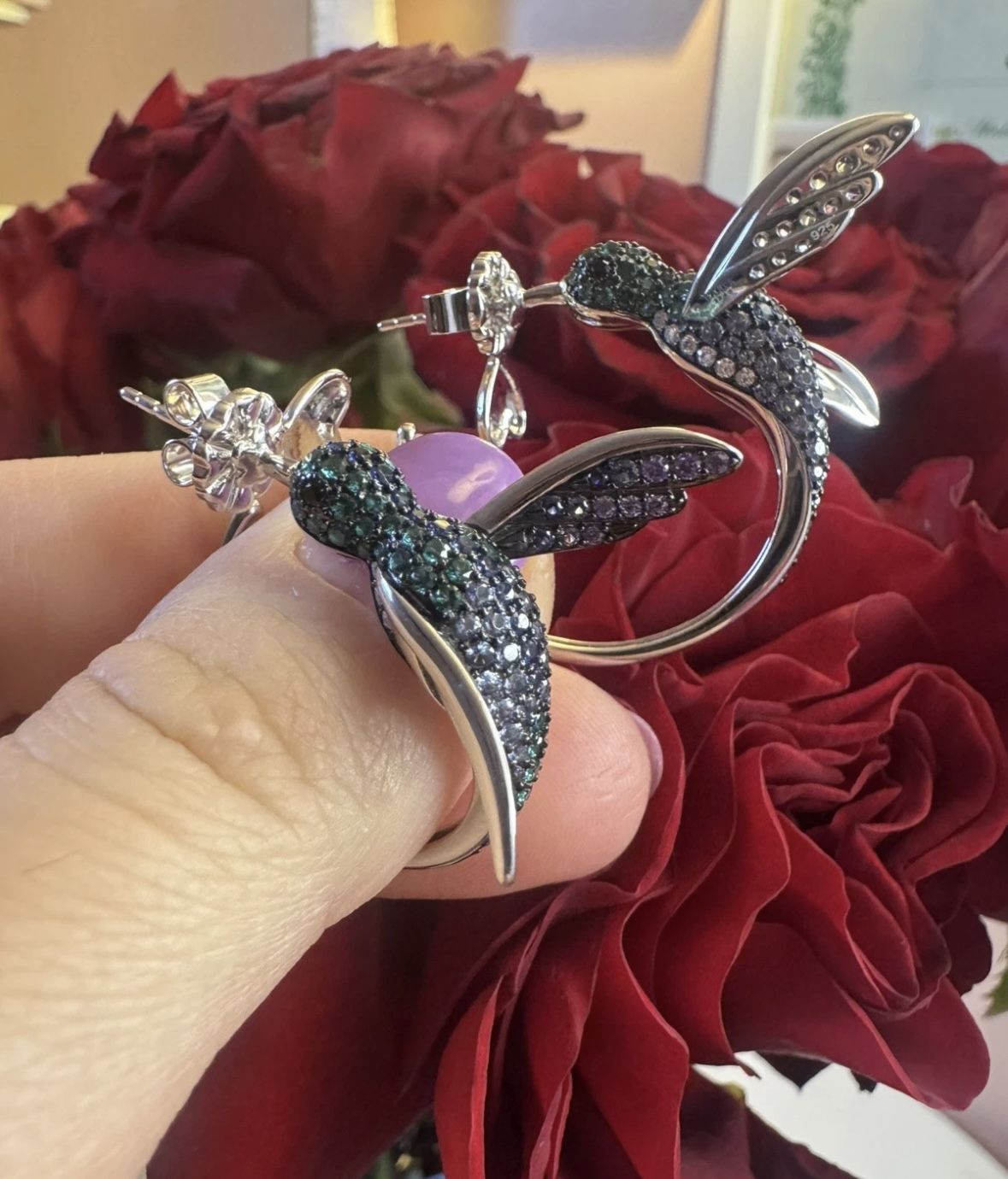 925 silver sterling New earrings birds, 11 grams