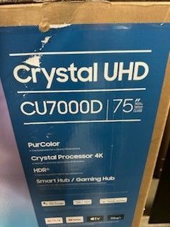 SAMSUNG 75-Inch Class Crystal UHD CU7000 Series PurColor, Object Tracking Sound Lite, Q-Symphony, 4K Upscaling, HDR, Gaming Hub, Smart TV with Alexa B