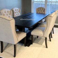 7 Pc Pedestal Dining Table Set Brand New In Box 