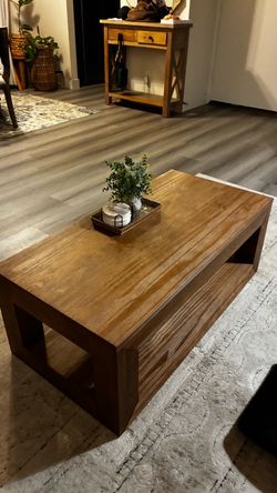 Modern solid wood coffee table.  41 x 20 x 15 in