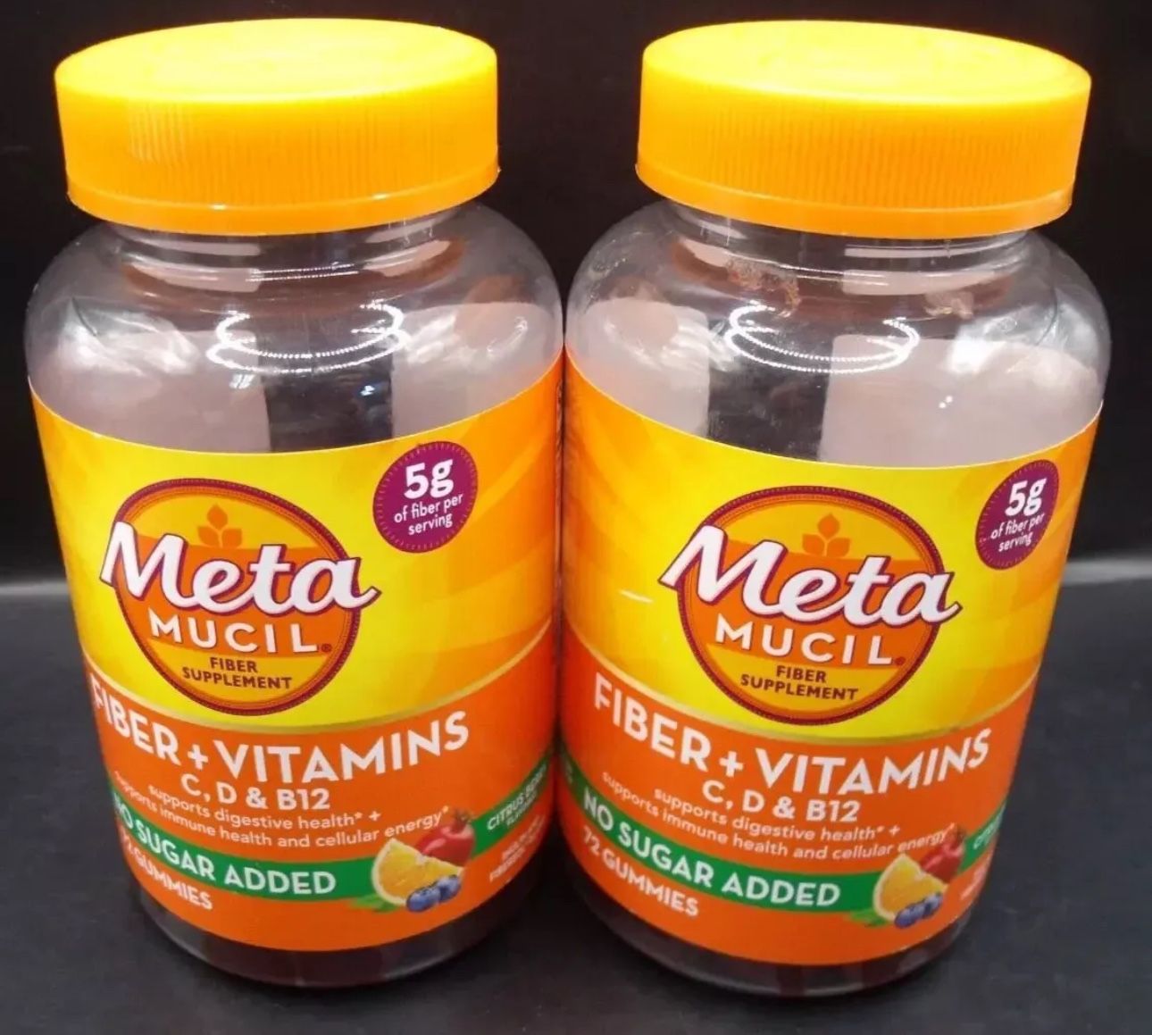 Metamucil Fiber + Vitamins Gummies Fiber Supplement for Digestive Health, Citrus Berry, 72 Count