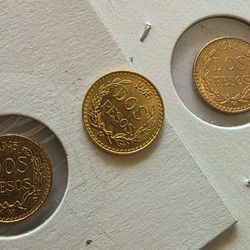 1945 (3 Gold Coins) Mexico Dos Pesos