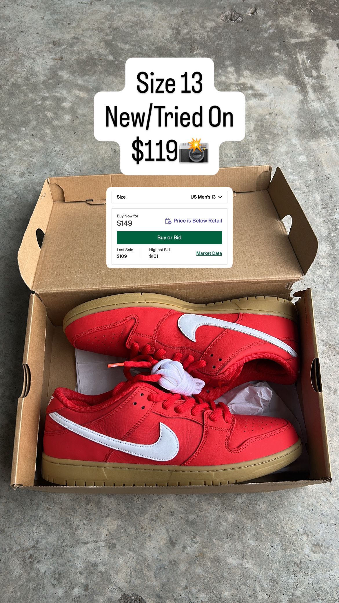 Dunk Low SB Univ. Red Gum Size 13