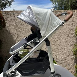 Uppababy Cruz Baby Stroller White Silver Aluminum And Saddle