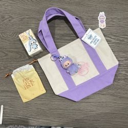 Original Pop Mart LABUBU Pin For Love, Trader Joe’s Mini Canvas Bag