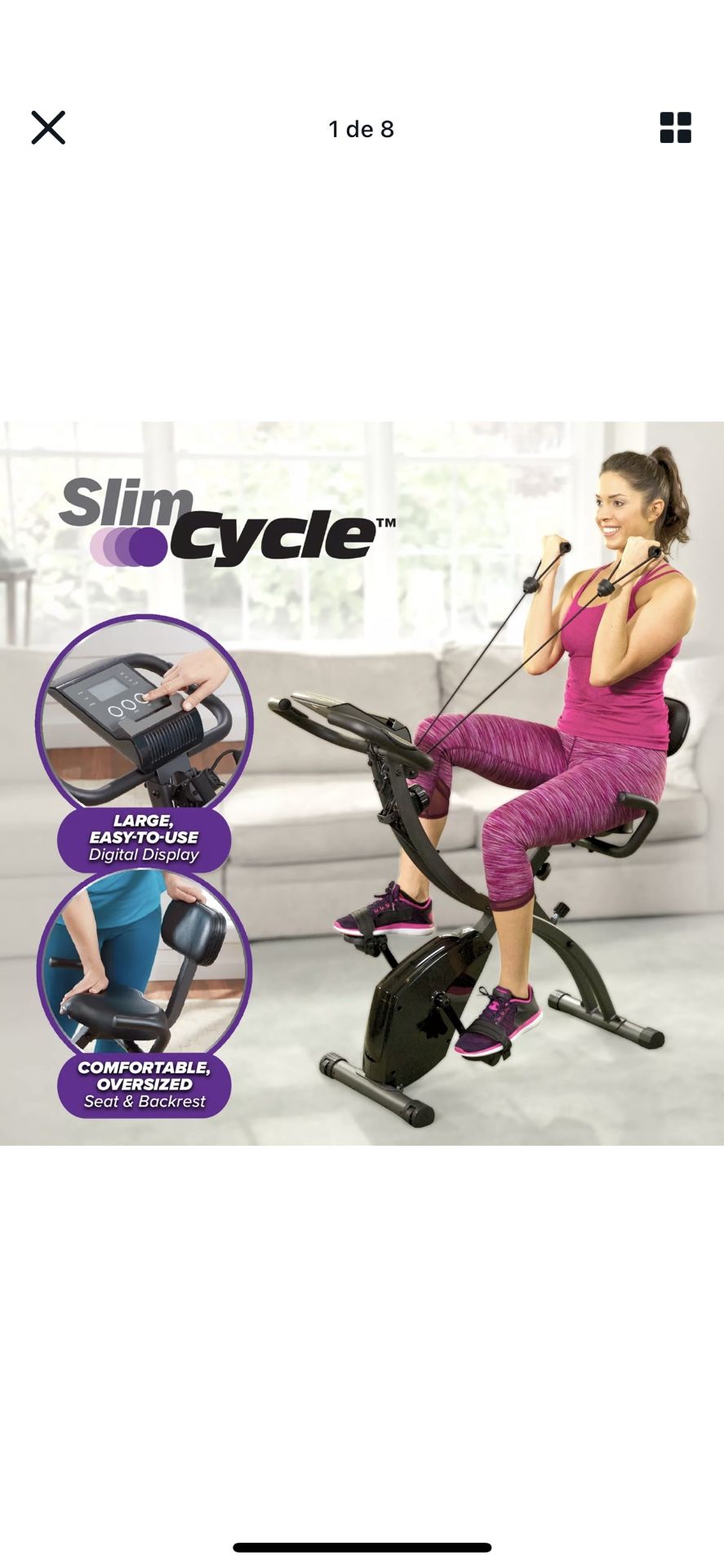 As Seen On TV Slim Cycle Stationary Bike - Folding Indoor Exercise Bike with