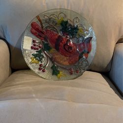 Large Red Cardinal glass Plate