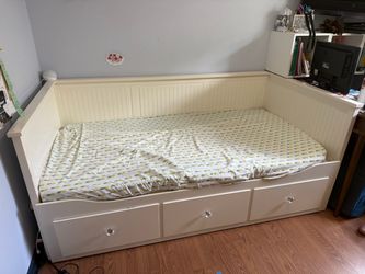IKEA White Wood Daybed with Storage Drawers